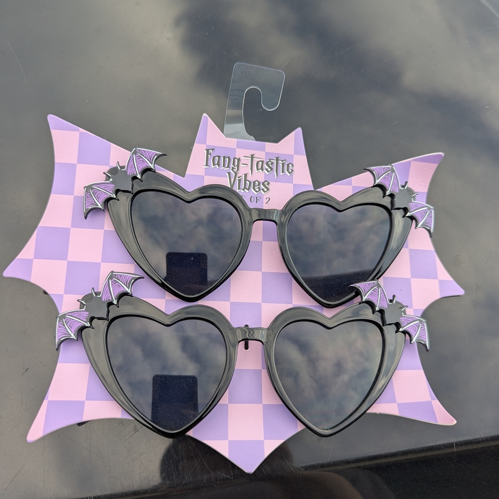 Black Heart Shaped Sunglasses With Bats